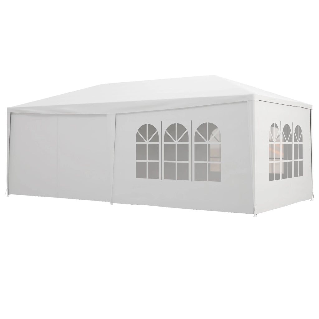 Gazebo da Giardino ¨C zephmum ¨C 6x3 m Bianco Impermeabile 4 Finestre 2 Porte