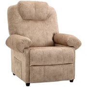 Poltrona Relax Reclinabile Manuale in Tessuto con Poggiapiedi Estraibile e Tasca Laterale, Beige