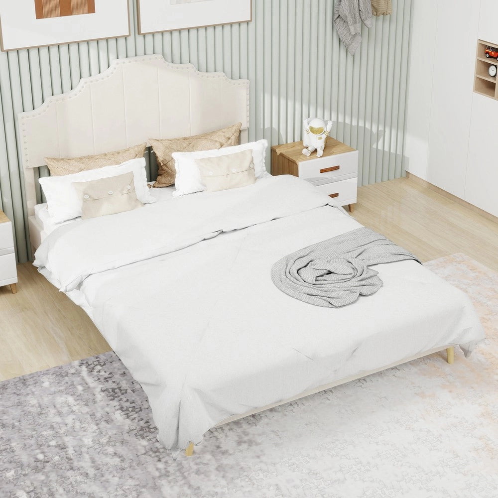 Letto Contenitore Imbottito 160x200 ¨C Xylo ¨C Beige, Testiera Morbida