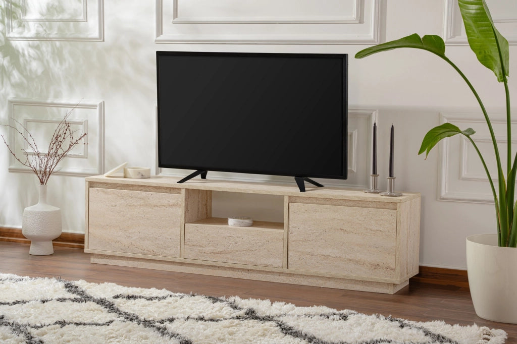 Porta TV in legno "Vanguard" - 160 x 29 x 42 cm - Travertino