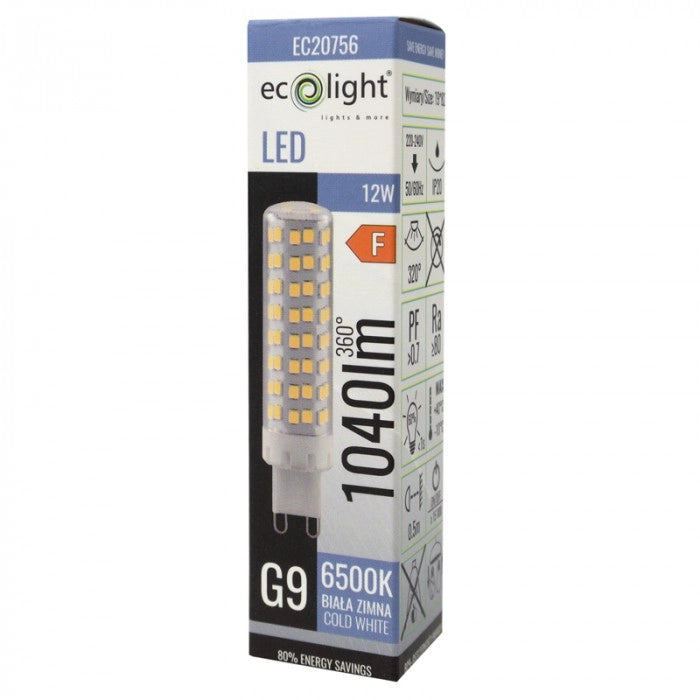 Lampadina LED G9 12W 1040lm 6500K anti-sfarfallio Ecolight