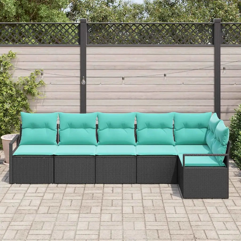 Set di divani 6 pcs Nero polyrattan