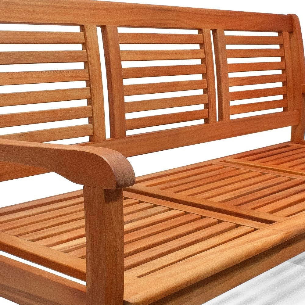 Panchina da giardino Bologna in Legno di Eucalipto Resistente 153x60x90cm Portata 480kg Panca da Esterno 3 Posti