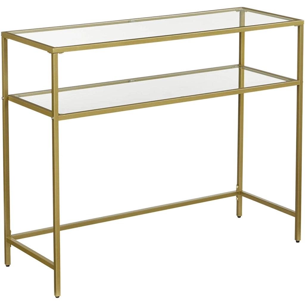 Consolle da salotto moderna in oro e vetro temperato