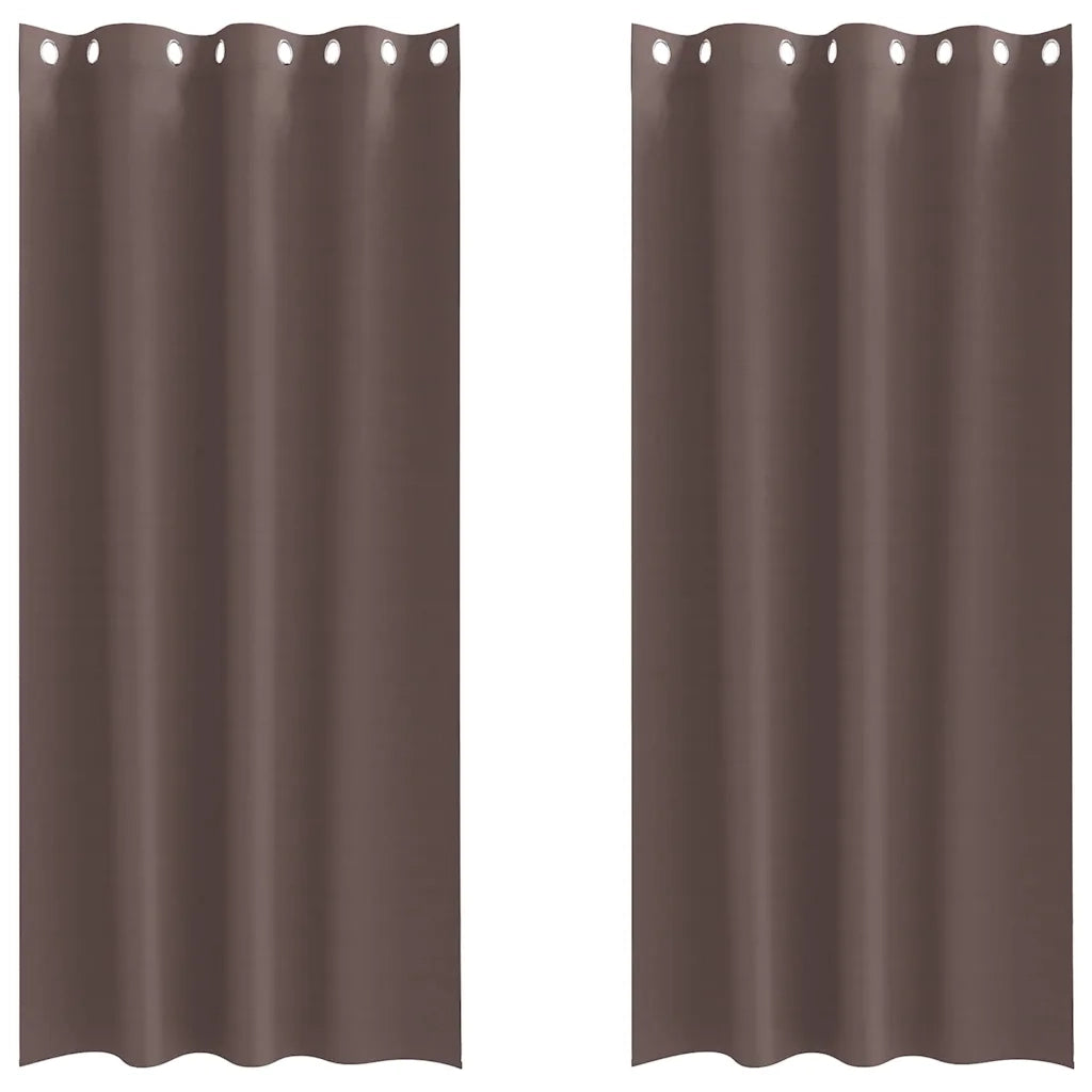 Tende Blackout con Anelli 2 pz Marrone Scuro 260 x 140 cm 4107337