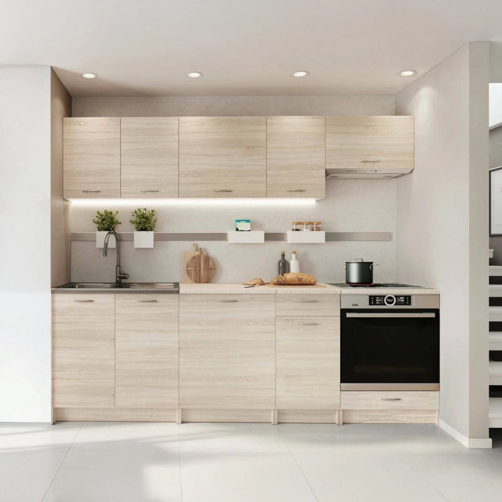 Cucinino Elettrodomestici non inclusi, Camerino, Cucina un Ripiano, Marrone Rovere