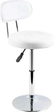 Sedia di lavoro in pelle per capelli, salone, bellezza, scrivania con ruota, sgabello con schienale, piccola (bianca)