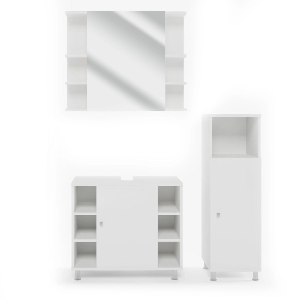 Vicco Set mobili bagno Bianco 3 parti, con mobile midi