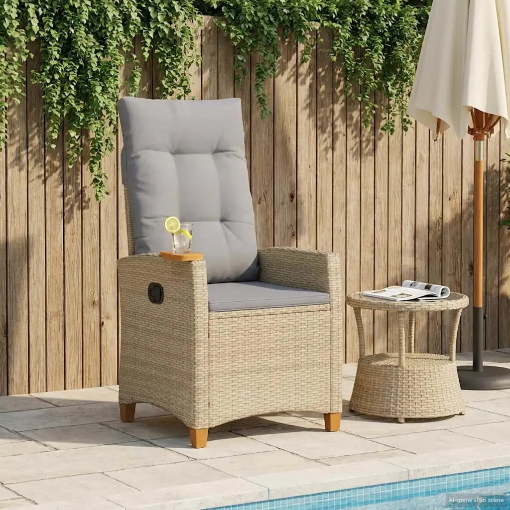 Poltrona reclinabile con tavolino 62 x 64 x 112 cm polyrattan