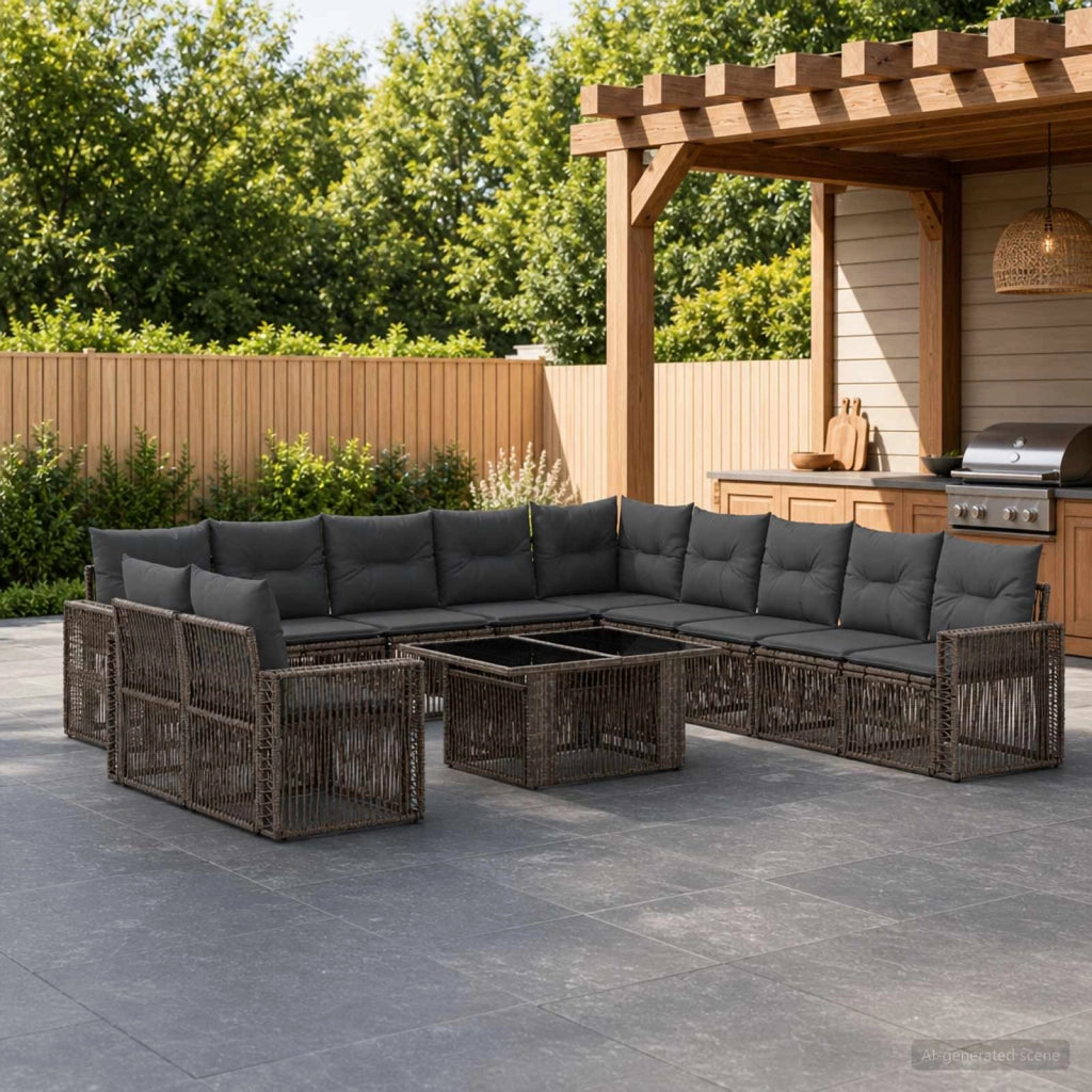 Set Divano da Giardino 12 pz Grigio e Grigio Scuro polyrattan 3436817