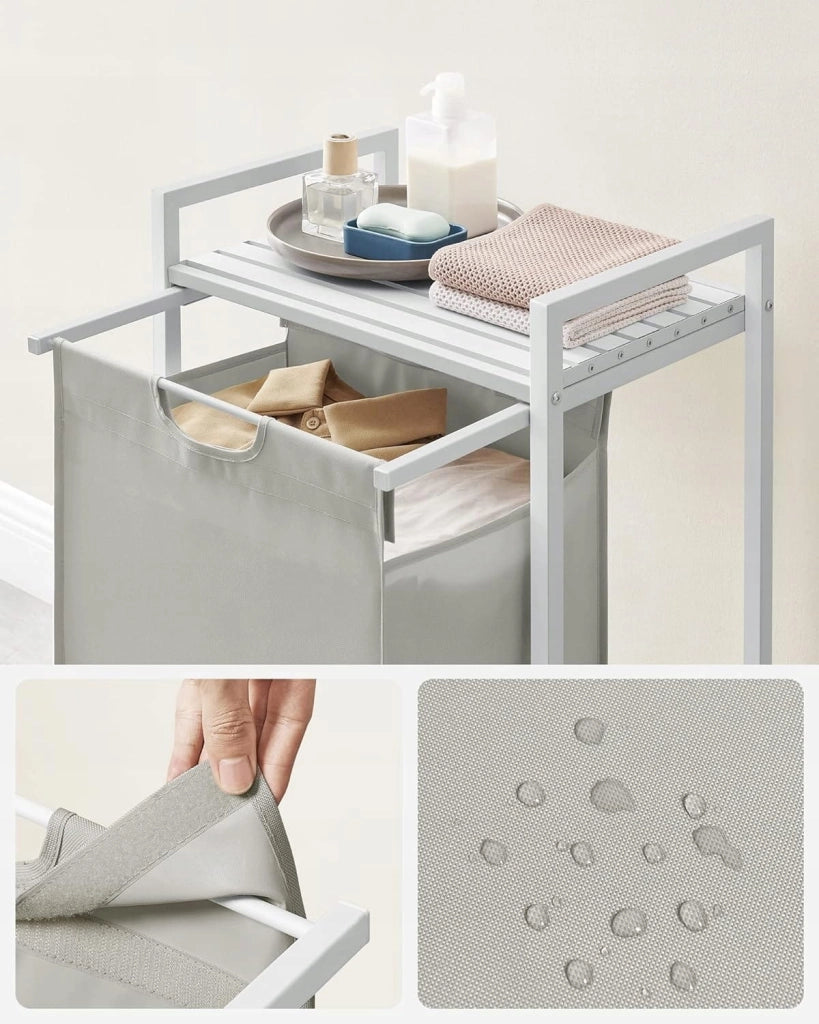 Cesto portabiancheria VALORA, contenitore per biancheria intima, bianco, MDF e acciaio - BLH101W01