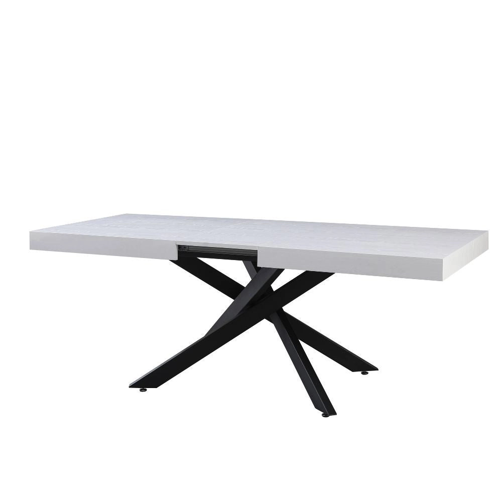 Tavolo rettangolare allungabile Belinda piano bianco e base nera 160x90x75
