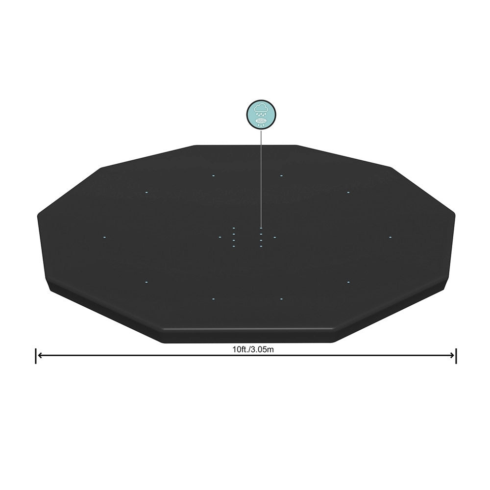Trade Shop - Telone Copertura Per Piscine Fuori Terra In Pvc ø 305 Cm Nero Con Telaio Rotondo 58036 -
