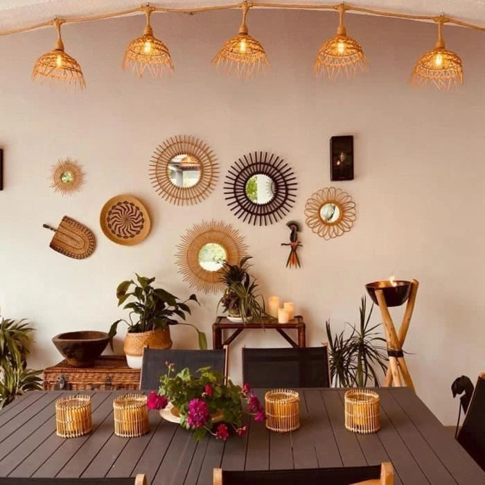 Catena luminosa - LUMISKY - Hawaii Light - Collegabile - Esterno - Paralume in polyrattan - 10 lampadine a filamento LED E27