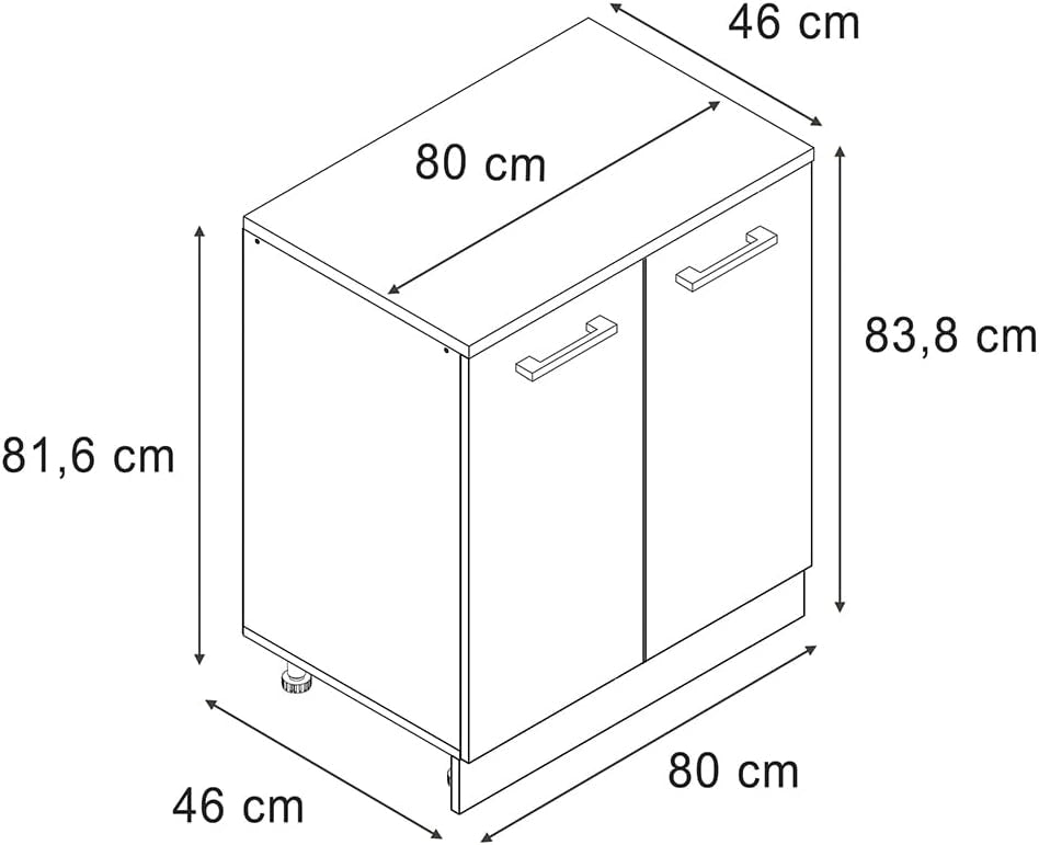 Mobile per mansarda Rion, Bianco casa di campagna, 80 x 81.6 cm senza inclinazione con 2 ante