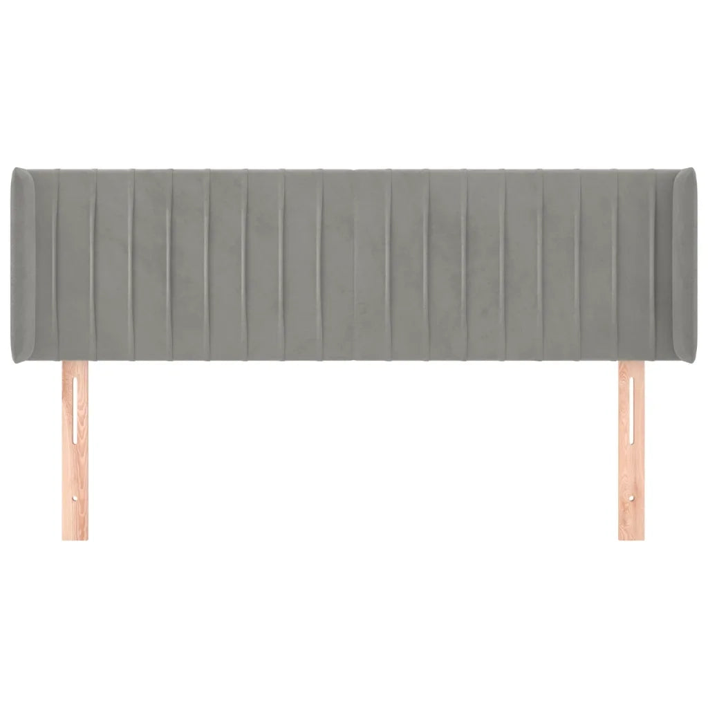 Testiera ad Orecchio-Testata con Orecchie Grigio Chiaro 147x16x78/88 cm in Velluto 814764