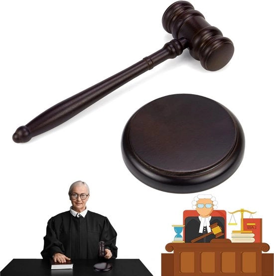 Hammer per Presidente - Moltello in Legno - Hammer per Presidente con Blocco di Impatto – Hammer da Aste – Hammer Destro - Nero