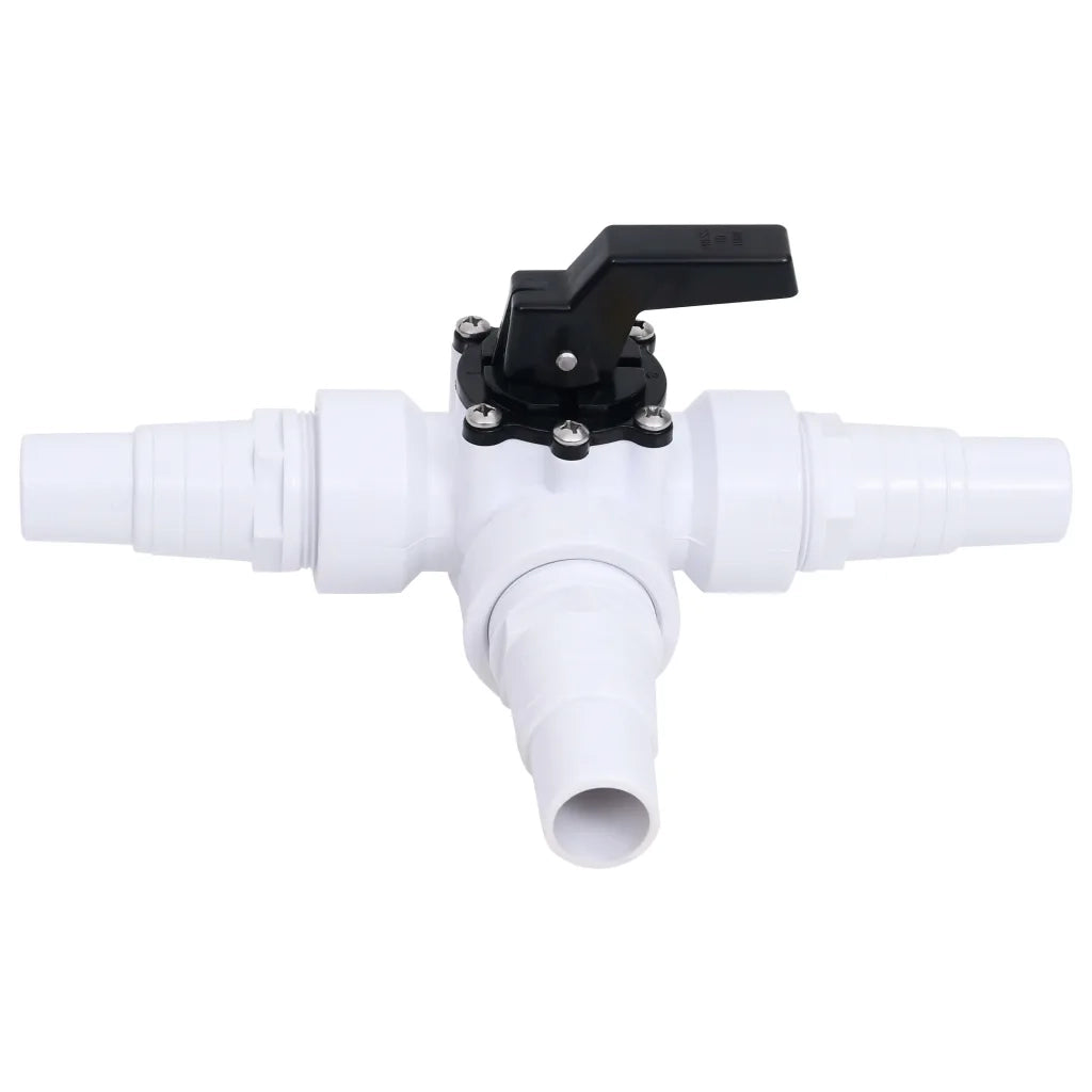 Valvola a Sfera a 3 Vie per Piscina Bianco e Nero CFW9462976