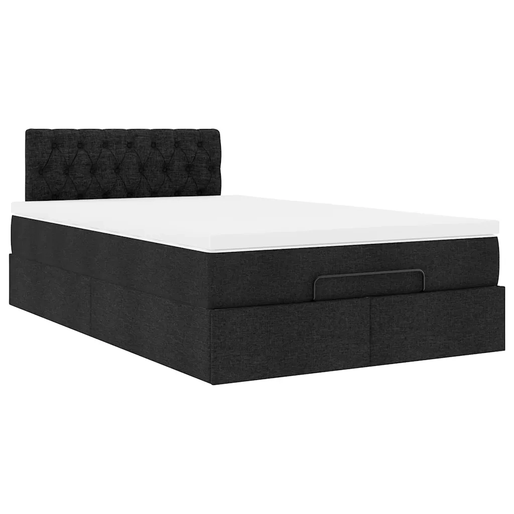 Pouf Letto con Materasso e LED Nero 120x190 cm in Tessuto 3312376