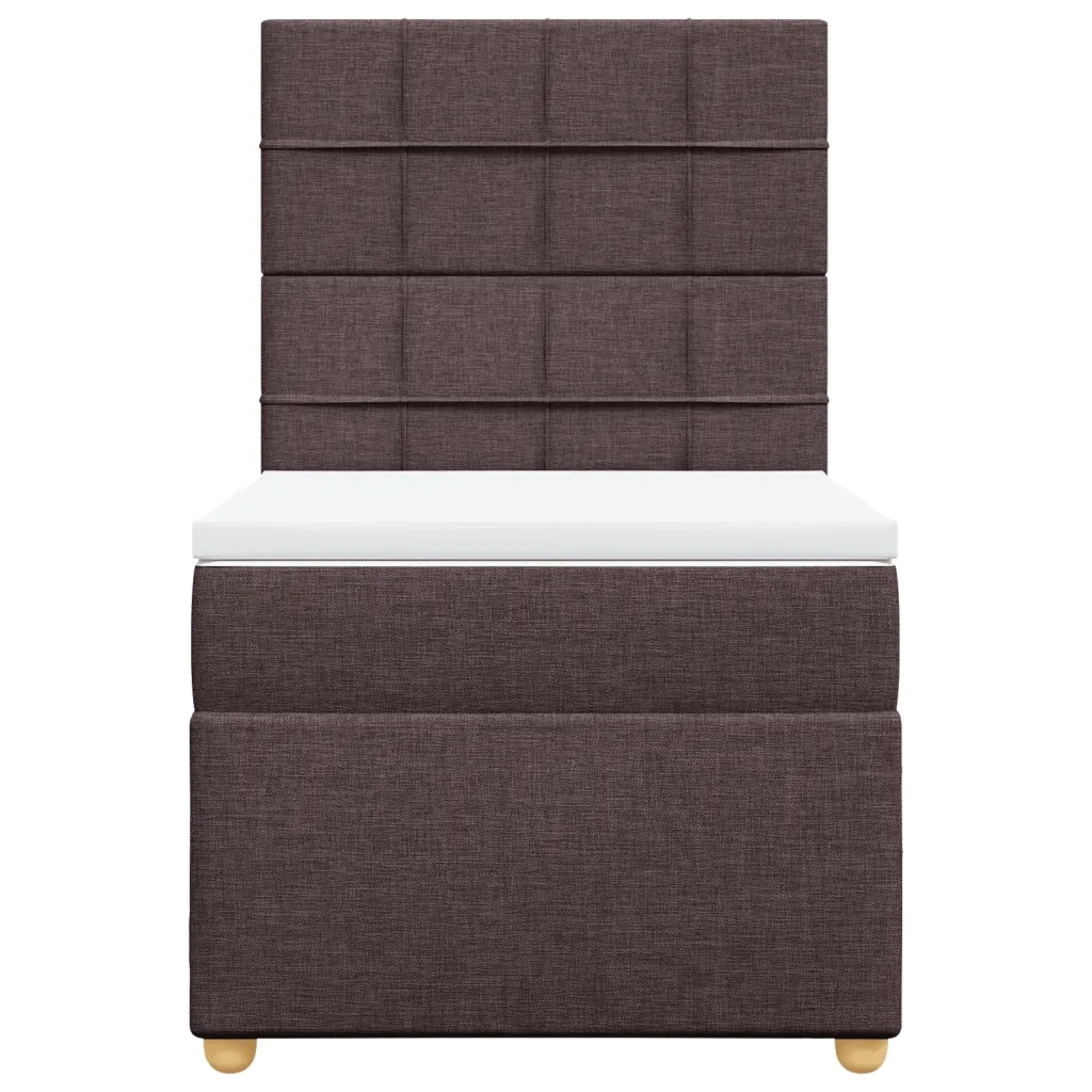Giroletto a Molle con Materasso Marrone Scuro 90x190cm Tessuto