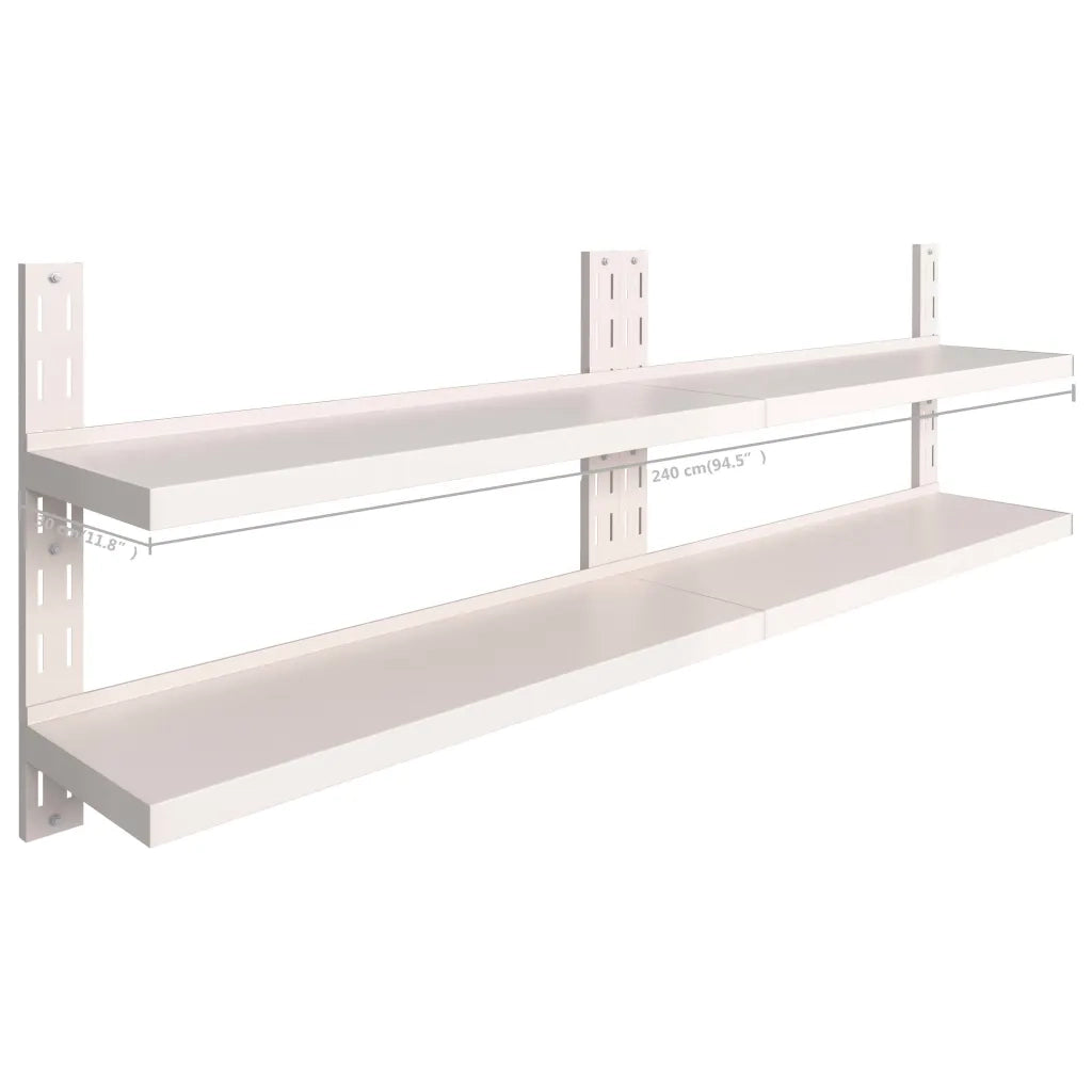 2 pz Mensole | Ripiano | Scaffale Galleggianti a 2 Livelli in Acciaio Inox 240x30 cm