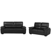 Set divano Nero 3 + 2 posti in ecopelle soggiorno stile moderno