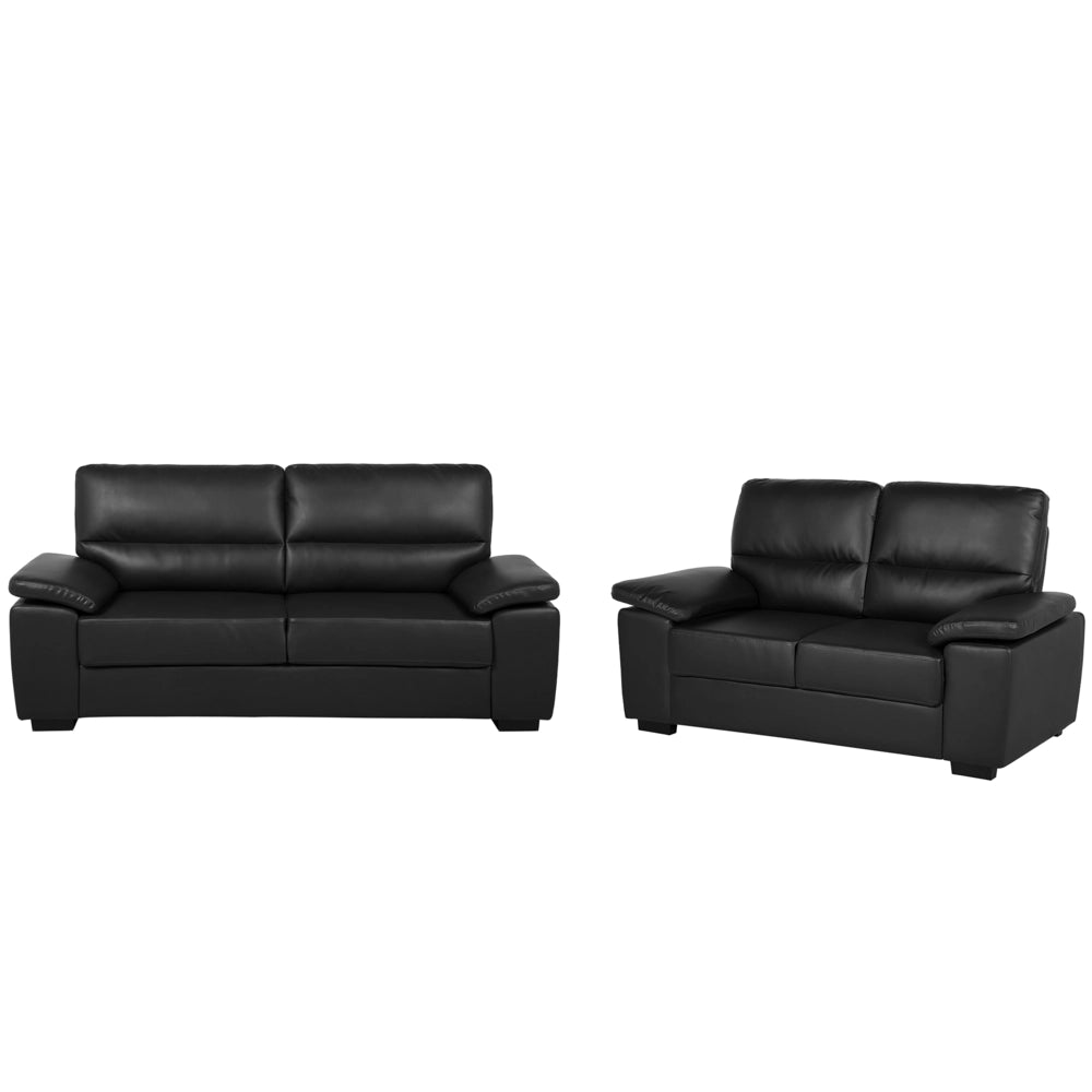 Set divano Nero 3 + 2 posti in ecopelle soggiorno stile moderno