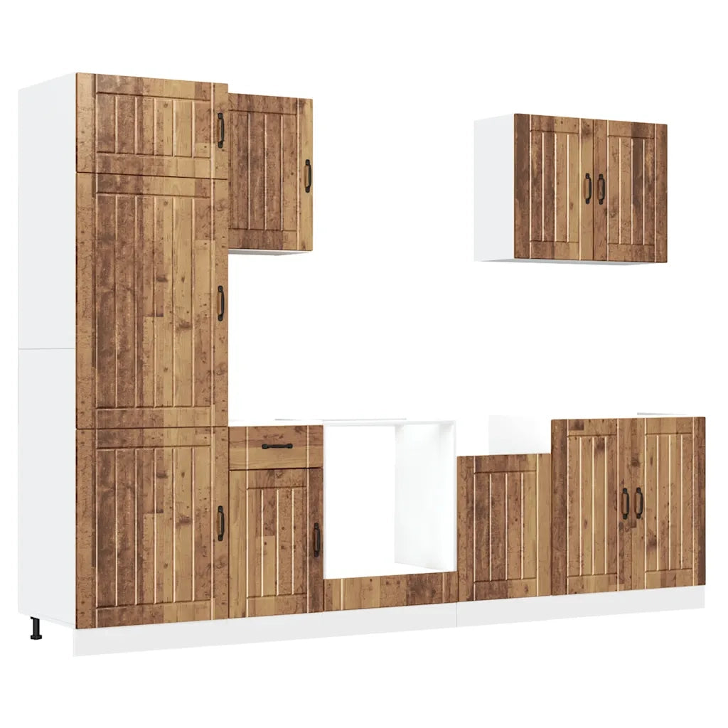 vidaXL Set Mobili da Cucina 7 pz Lucca Legno Vecchio in Truciolato