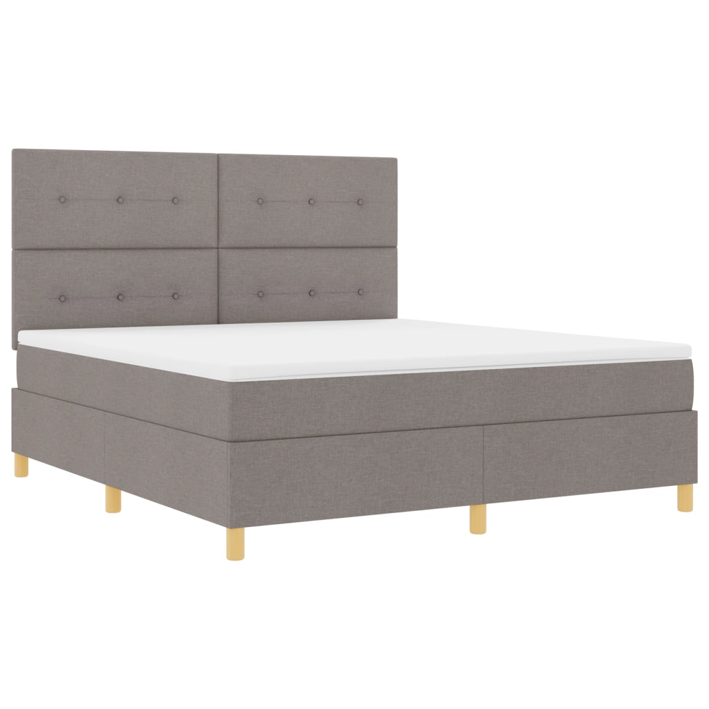 letaXL Letto Box con Materasso e LED Tortora 180x200 cm Tessuto