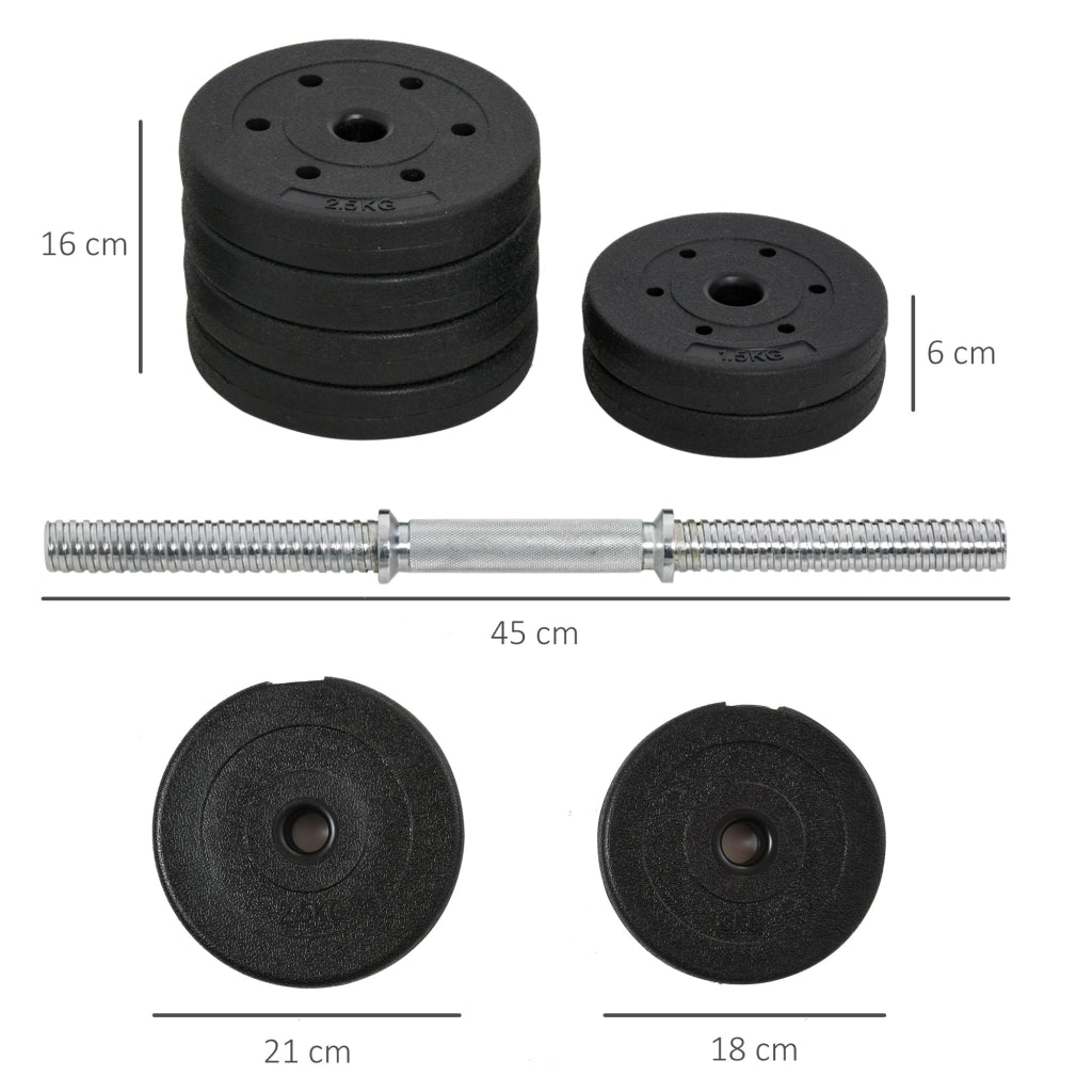 EasyComfort Set Manubri Palestra 30kg (8x2.5 kg, 4x1.5 kg), Pesi Palestra con 12 Dischi e 2 Manubri da 2 kg per Allenamento a Casa, Nero