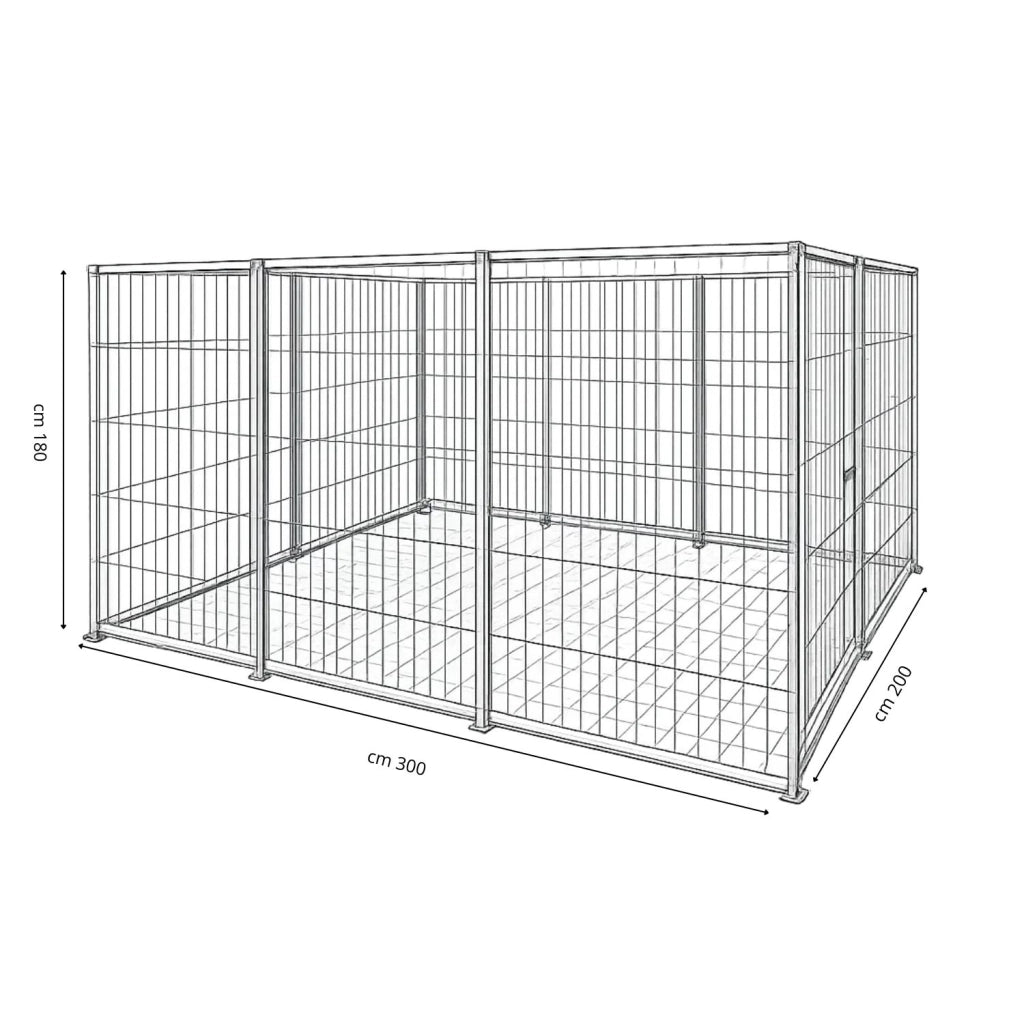 Box per cani da esterno zincatura a caldo 300x200x altezza 180 centimetri