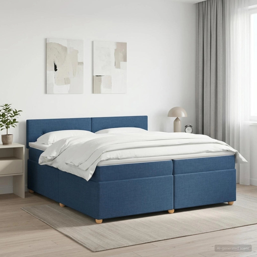 Letto box spring con materasso Blu 200 x 200 cm Tessuto 3451041