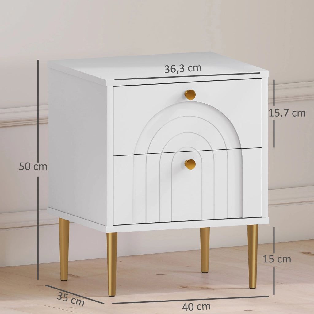 Comodino con cassetto ¨C zephmum ¨C bianco, acciaio, 40x35x50 cm