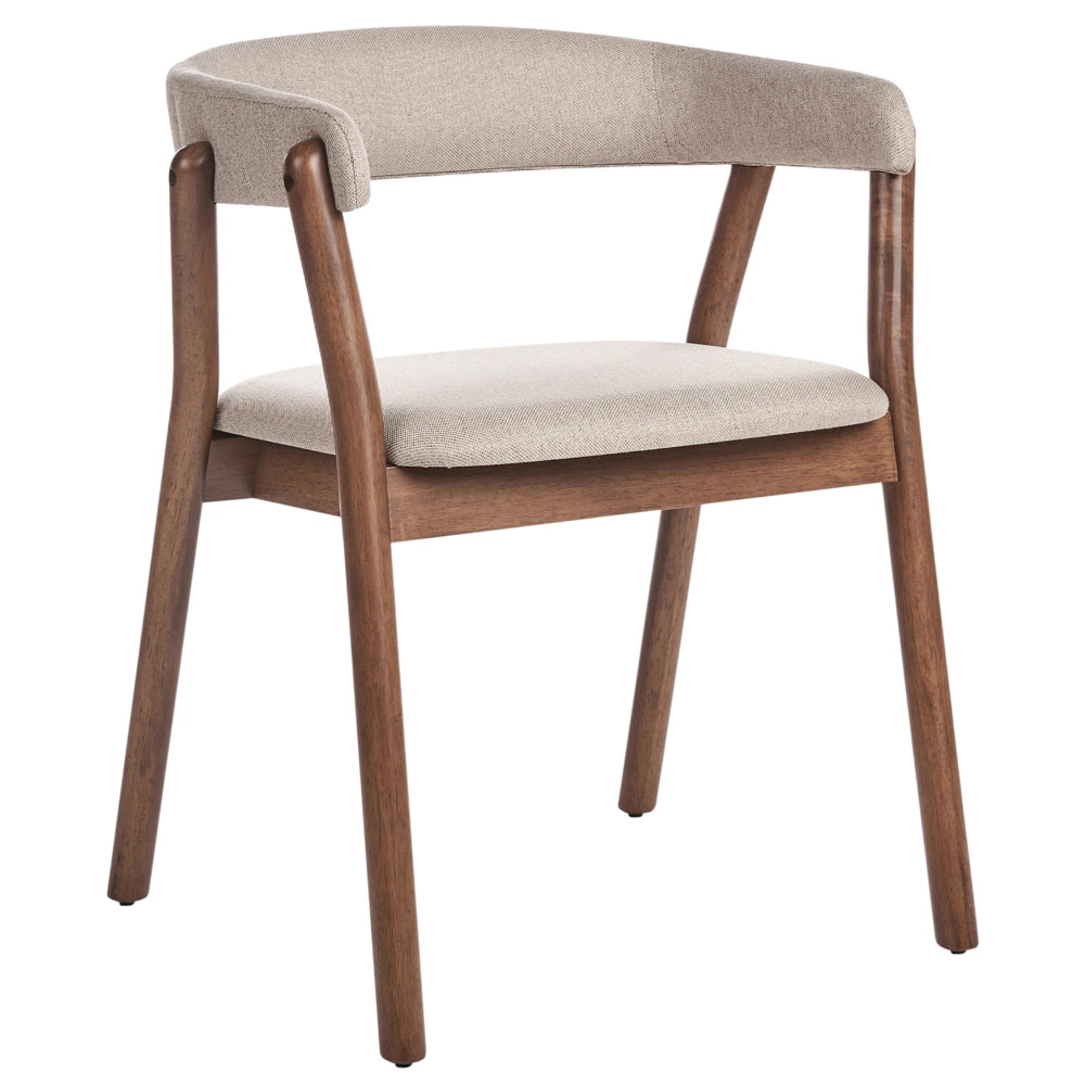 Set di 2 sedie da pranzo in legno scuro e tessuto poliestere beige Gambe in legno di gomma Stile retrò tradizionale