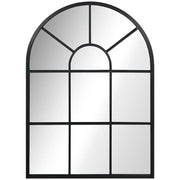 SPECCHIO MODERNO A PARETE E A FORMA DI ARCO 70X50 CM PER CAMERA DA LETTO E SOGGIORNO, IN METALLO NERO E VETRO