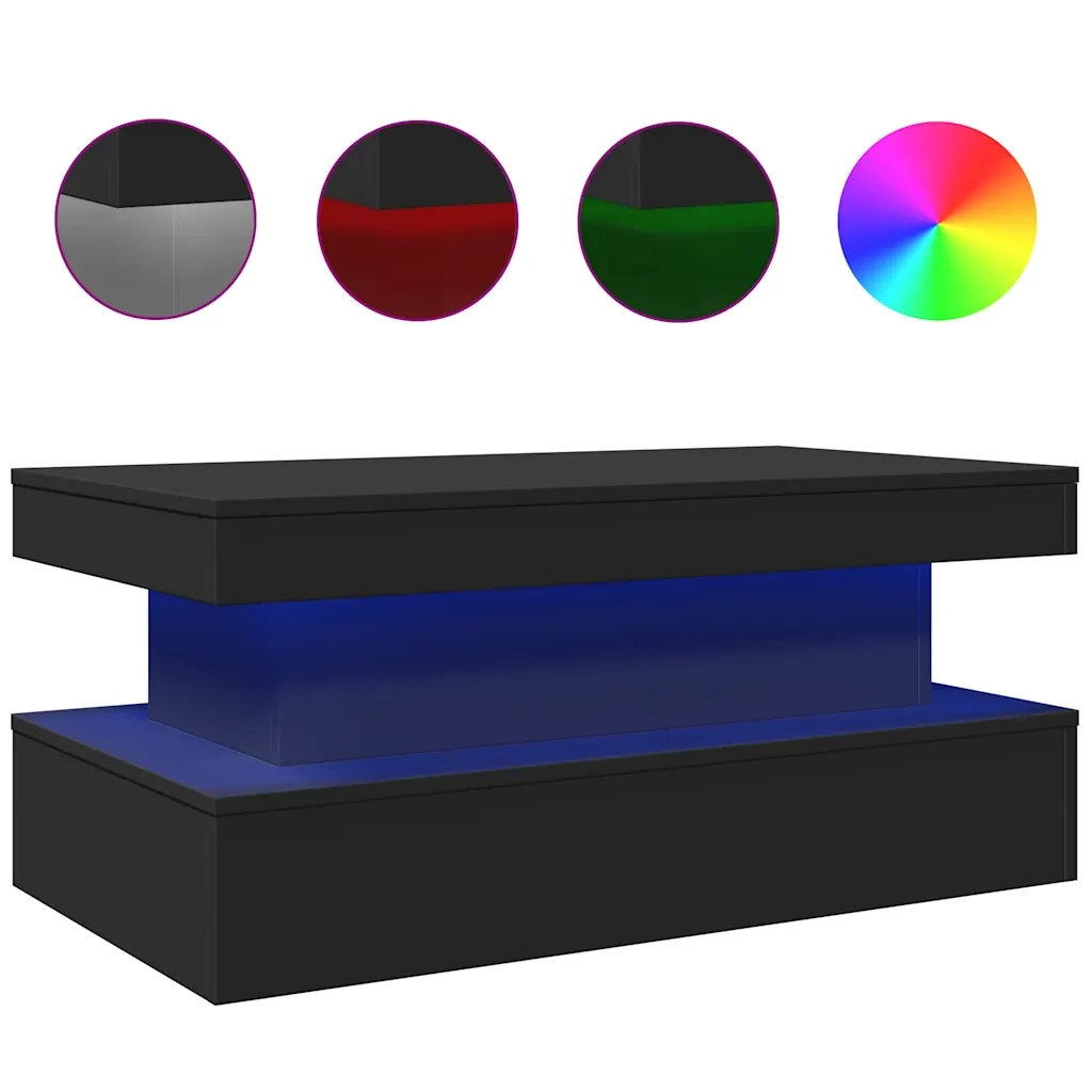 Tavolino da Soggiorno-Tavolino da Salotto con Luci LED Nero 90x50x40 cm 832290