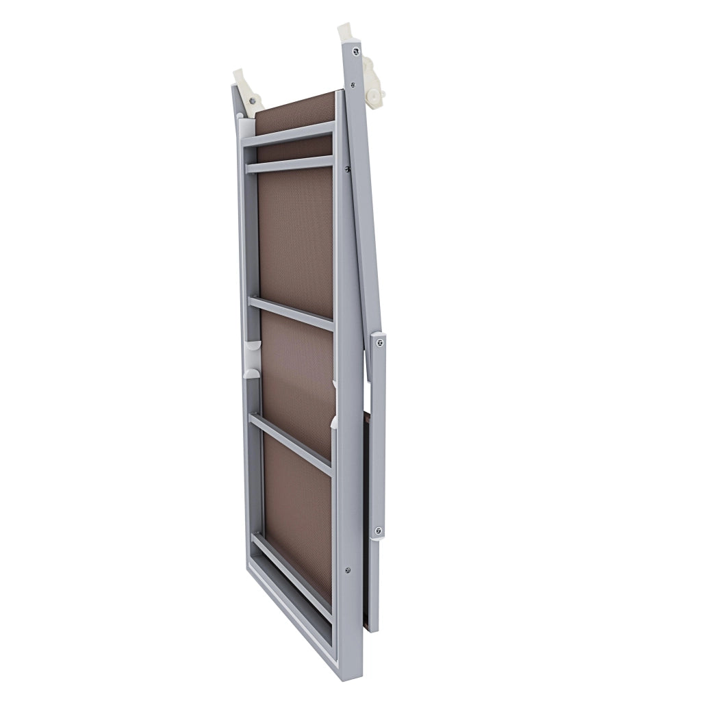 Lettino Prendisole Pieghevole Professionale In Alluminio Tessuto Textilene 720 gr/m² Tettuccio Orientabile Parasole Sdraio Prendi Sole Mare Spiaggia Piscina Giardino 182 x 60 x 38 cm (Tortora)