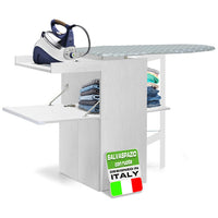 Mobile Asse da Stiro a Scomparsa Salvaspazio Richiudibile 55x38x90,5 cm In MDF Bianco Frassino