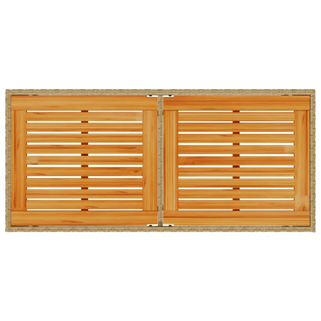 Tavolo Giardino | Tavolino da esterno Piano Legno Acacia Beige 115x54x74cm Polyrattan