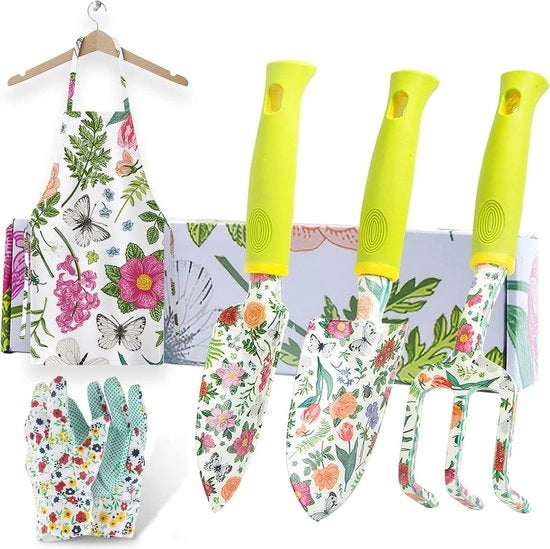 Kit per giardinaggio - cortina e guantone - regali per donne - set a 3 pezzi - per uso interno ed esterno - zappa manuale - vanga per la rimozione delle piante - manico ergonomico