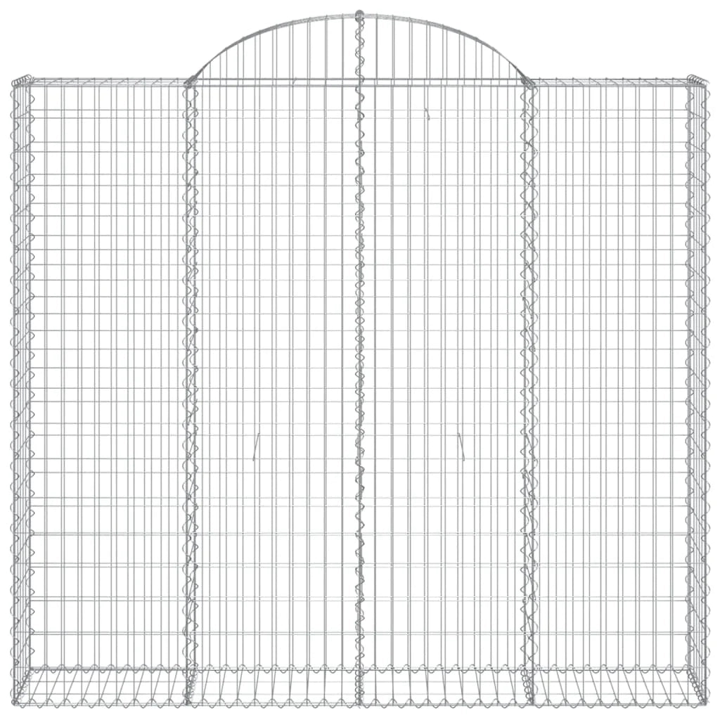Cestini gabbioni recinzione a gabbia muro di contenimento ad arco 7 pezzi 200 x 50 x 180/200 cm ferro zincato argento 02_0041090