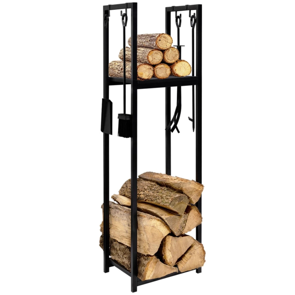 IDMarket - Portatronchi verticale in acciaio nero con accessori e 1 ripiano H.112 CM