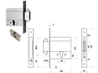 SERRATURA INFIL. CANCELLI SOLO CAT. GANCI RIENTRANTI CIL. EUROP. 778  mm.61 (0000007780000)    ISEO