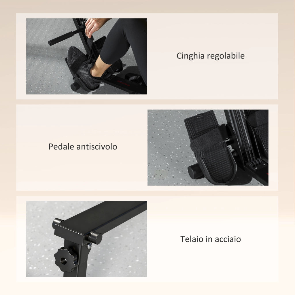 Vogatore Pieghevole con Monitor LCD e Sedile Imbottito ¨C zephmum ¨C Resistenza a Elastico, 150 kg