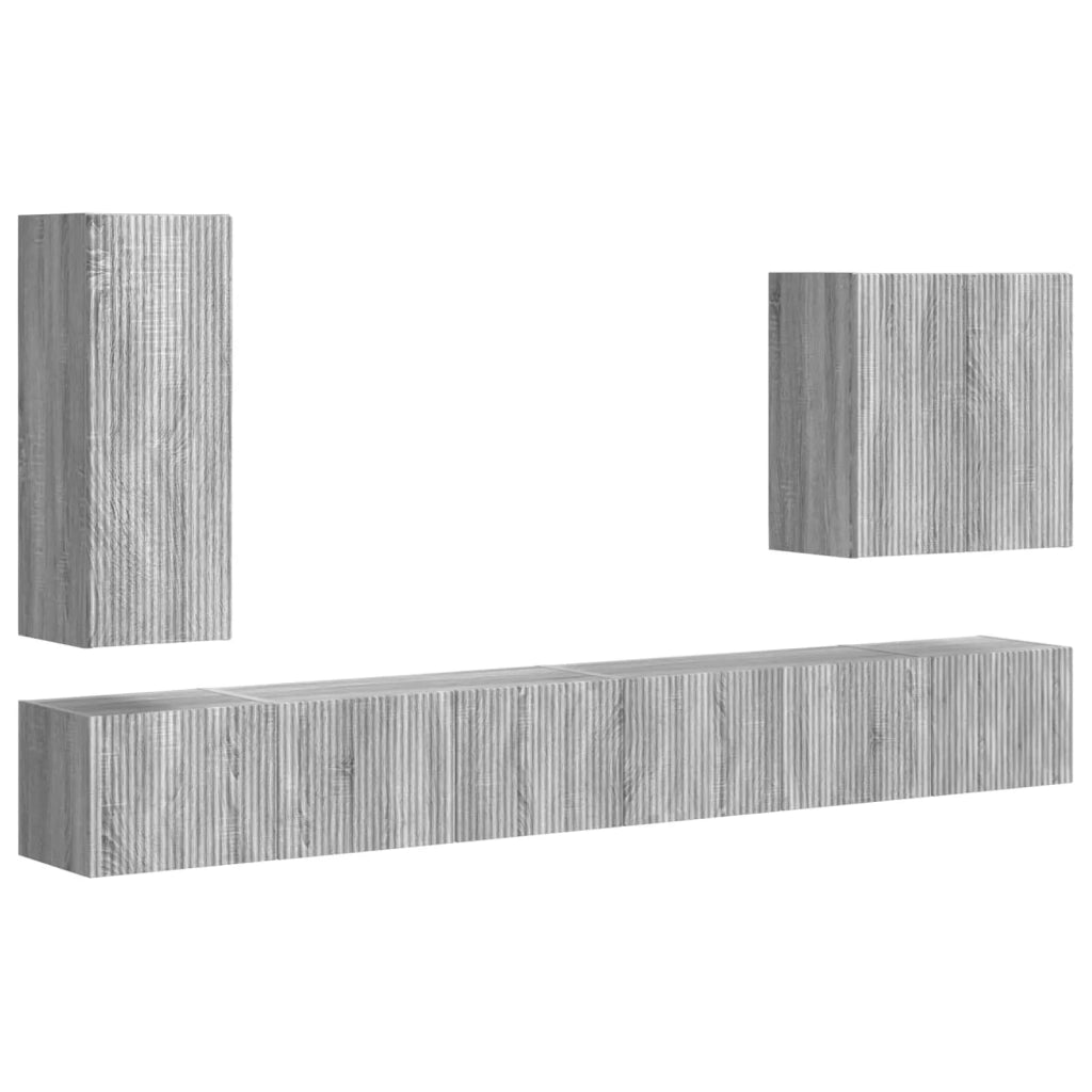 Set di Mobiletto da TV a Parete 6 pcs Grigio Sonoma 3408949