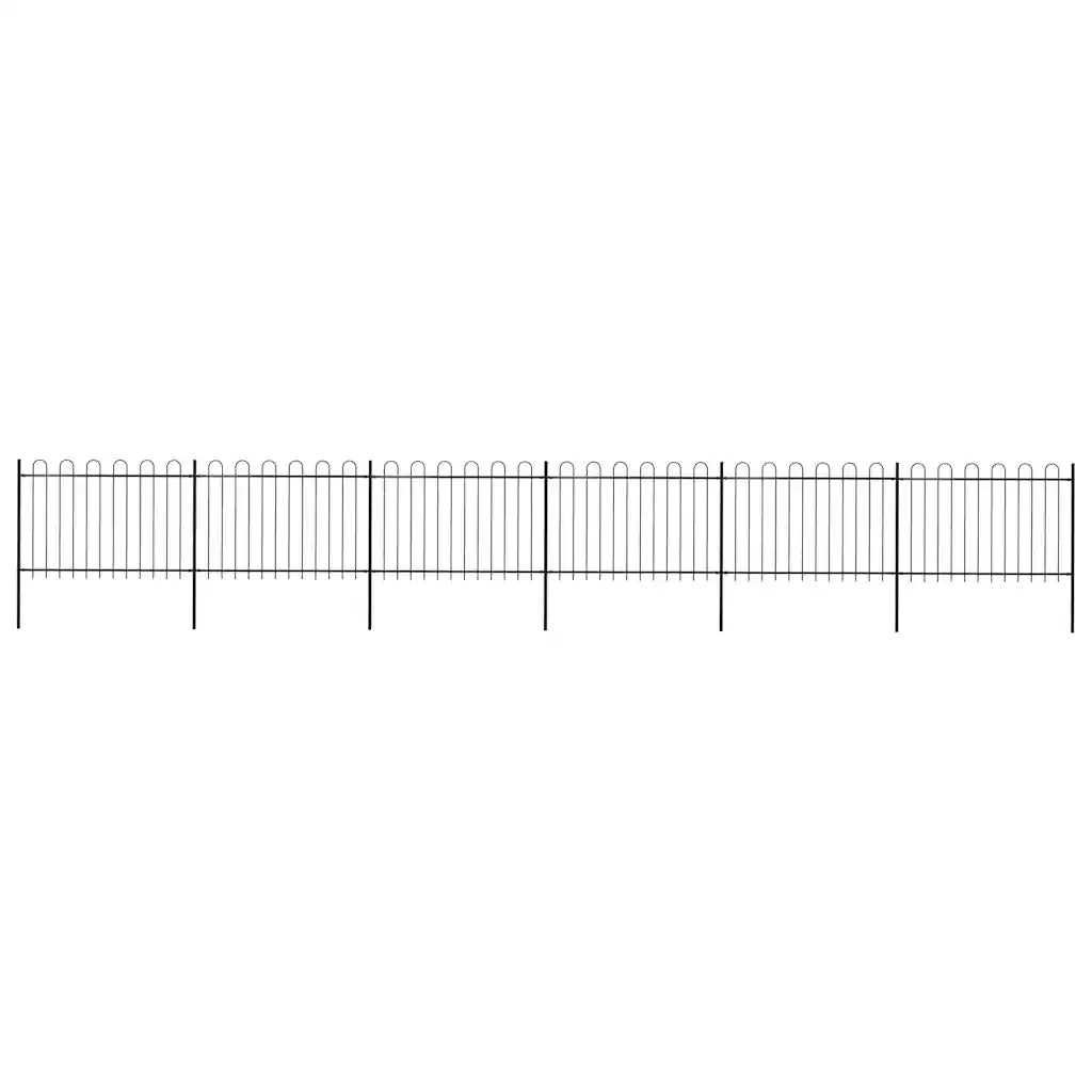Recinzione da Giardino | Recinzione da cortile con Parte Superiore ad Anello in Acciaio 1070x120 cm Nera