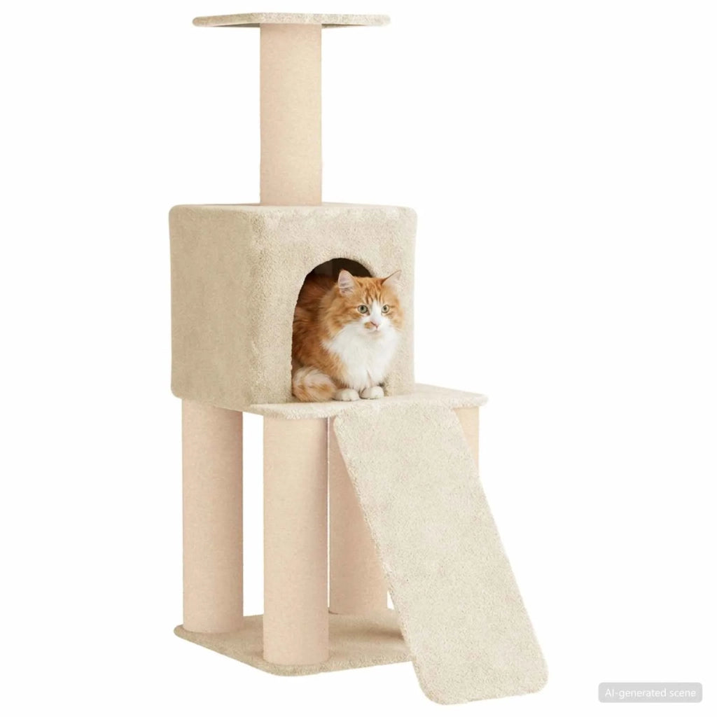 Albero per gatti con pali per graffiare in sisal Crema 146 cm 42033045