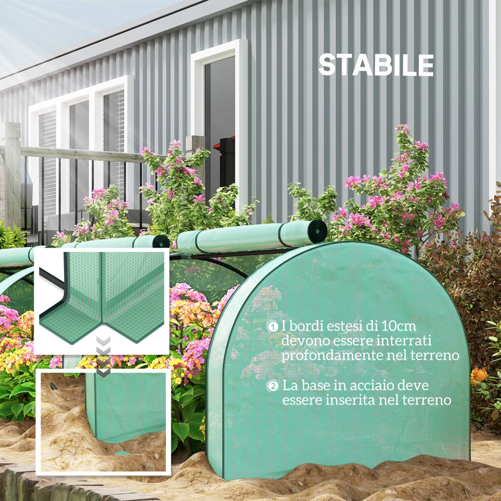 Serra da Giardino Tunnel ¨C Zephmum ¨C Acciaio Plastica PP Verde 3x1x0.8 m