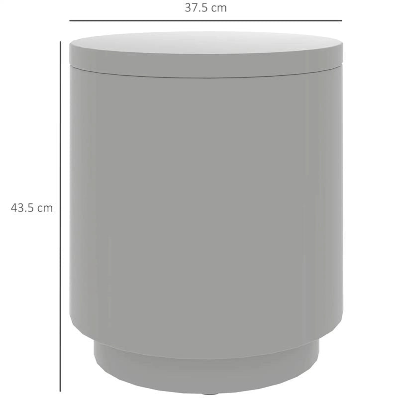 TAVOLINO MULTIUSO CON SECCHIELLO GHIACCIO E COPERCHIO IN CEMENTO E ACCIAIO INOX Ø 37.5X43.5 CM GRIGIO CHIARO