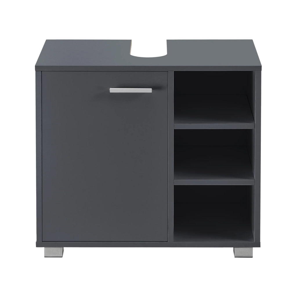 Mobiletto sottolavabo di design mobiletto portaoggetti per il bagno con 3 ripiani pannello di particelle rivestito in melaminico 56 x 60 x 31 cm grigio 03_0005858